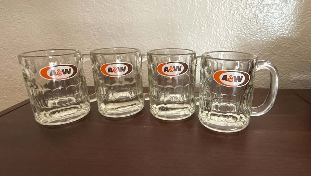 Vintage 8 Oz. A & W Root Beer Mugs, Set of 4